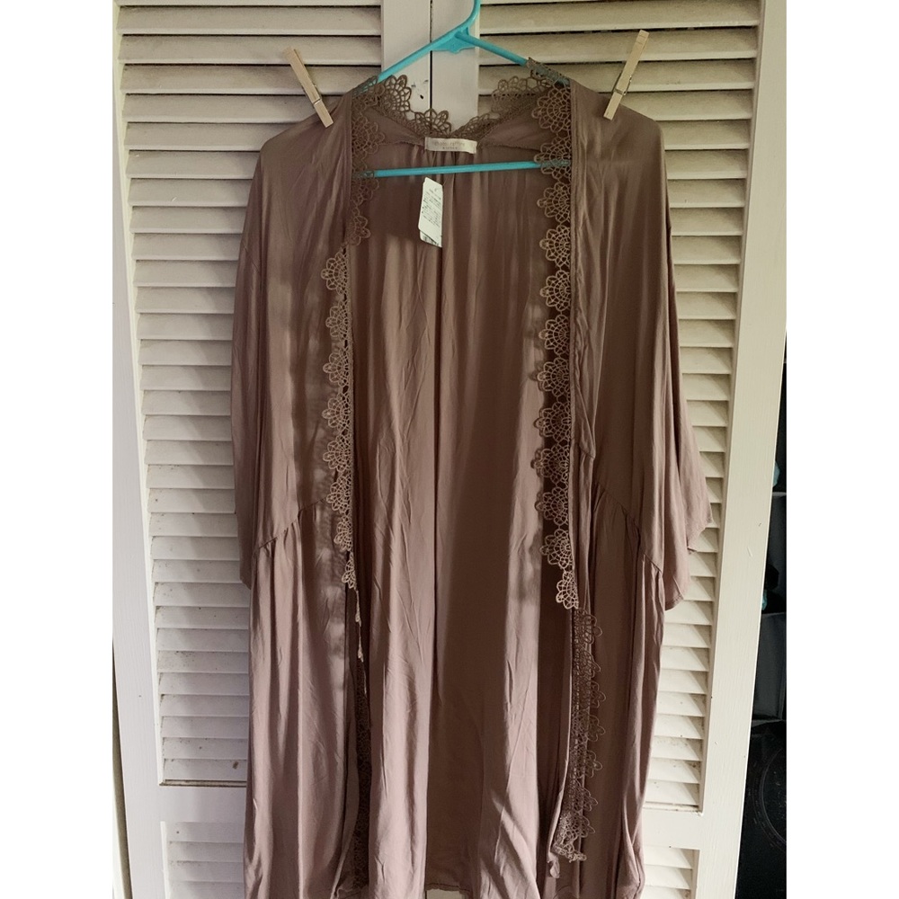 Pink Kimono w/Lace Trim Free Size